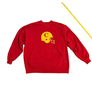 Vintage Russell Athletic Made in USA Red Crewneck Sweatshirt XXL Football Helmet